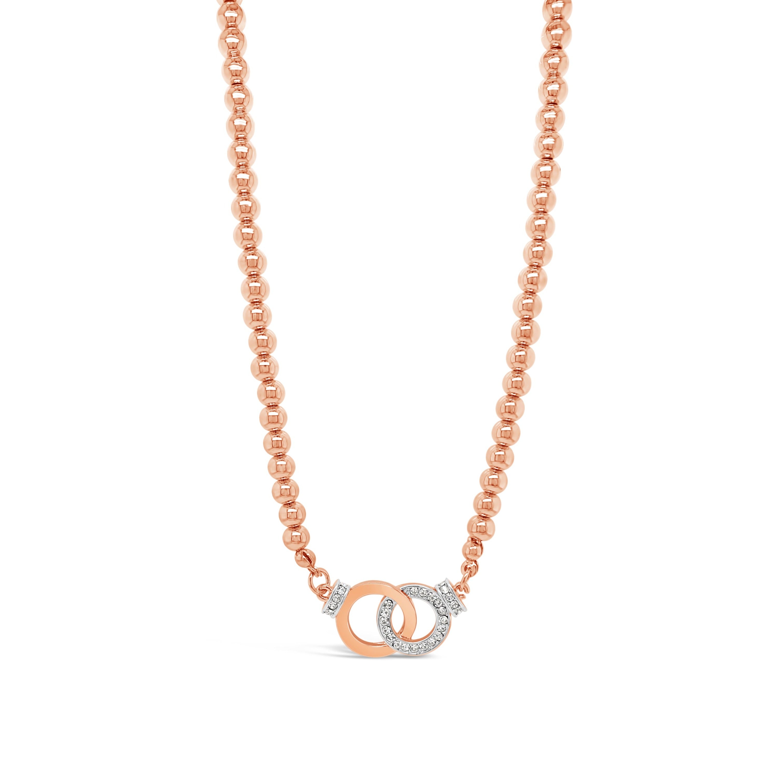 Chanelle Intercircles Rose Gold Beaded Necklace